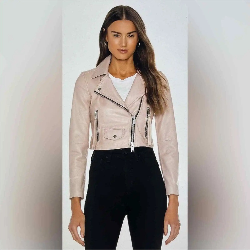 All Saints Pink Leather Jacket
